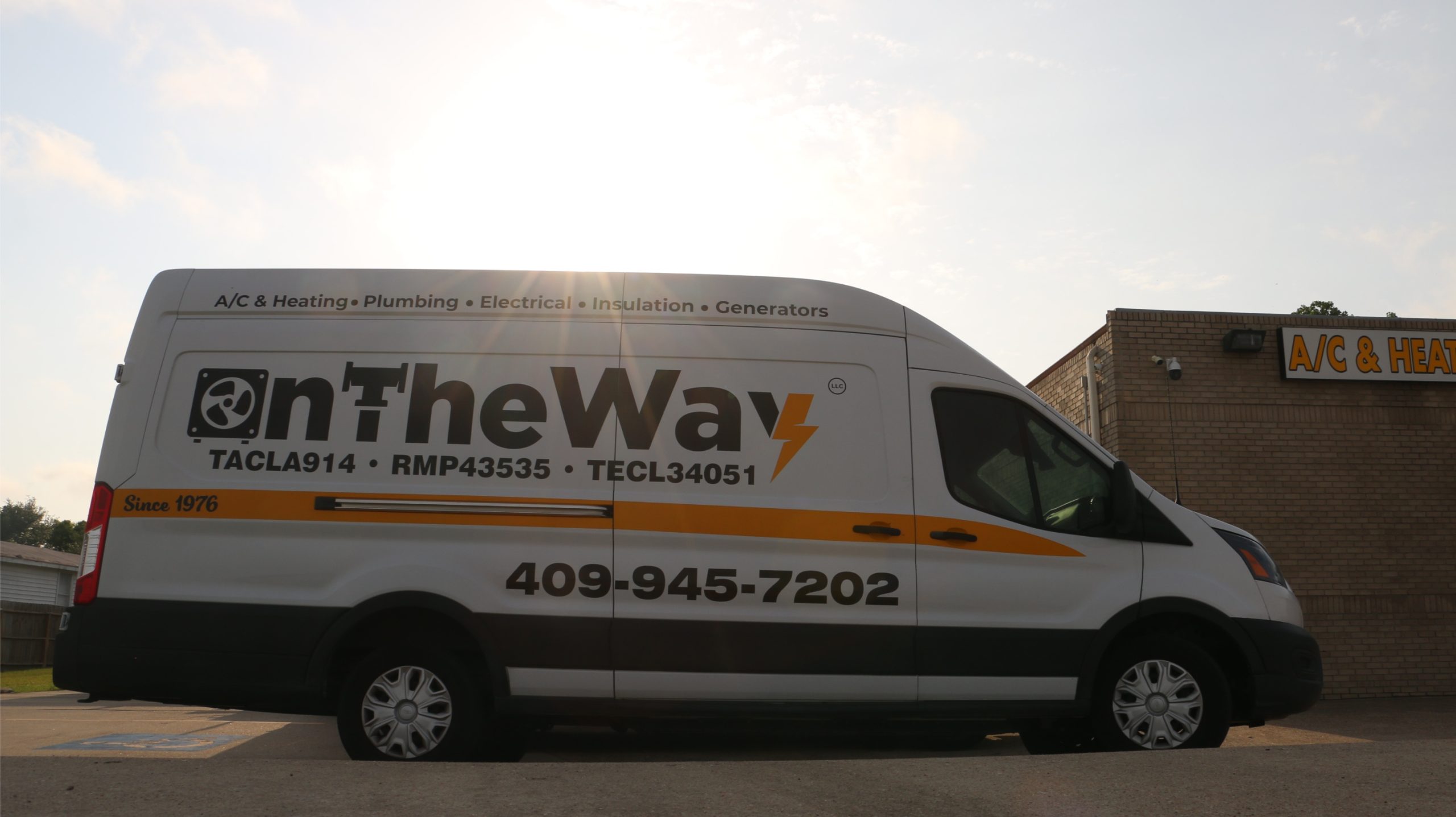 On The Way service van ready for roofing job in Dickinson TX
